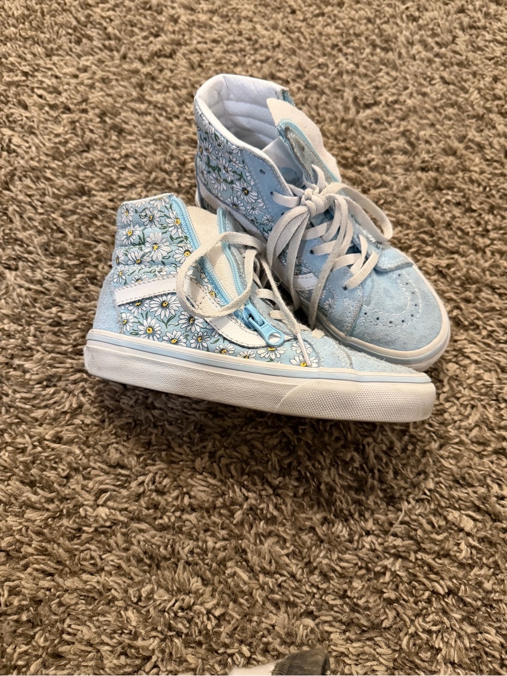 Vans Kids Light Blue Floral High-Top Sneakers with Side Zip